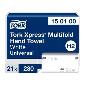 TORK Papierhandtücher 150100 Xpress® H2 Universal Interfold-Falzung 1-lagig weiß, 4.830 Tücher