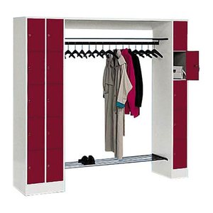 CP Garderobe mit Schließfächern Serie 8070 lichtgrau, rubinrot 80730-00 S10004, 15 Schließfächer 210,0 x 48,0 x 195,0 cm