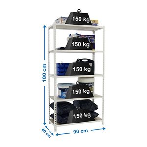 Simonrack Schwerlastregal MADERCLICK 5 8435104974599 weiß, braun 90,0 x 40,0 x 180,0 cm
