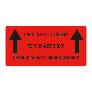 EICHNER Warnetiketten rot »Oben! Nicht stürzen!« 100,0 x 50,0 mm, 250 Etiketten