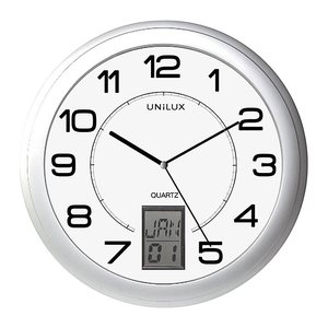 unilux Wanduhr Instinct weiß grau Kunststoff, Ø 30,5 cm