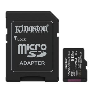 SD MicroSD Card 512GB Kingston SDXC Canvas+ Gen3 m.Adapter retail