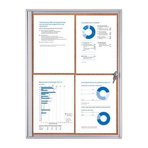Showdown® Displays Schaukasten Economy XS Kork silber 4x DIN A4 49,1 x 2,6 x 65,5 cm, 1 St.