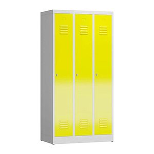 ClassiX Spind lichtgrau, zinkgelb X-510136, 3 Schließfächer 87,0 x 50,0 x 180,0 cm