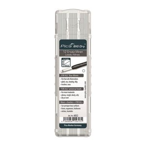 Pica Big Dry For All 6032 Bleistiftminen für Zimmermannsbleistift mit Druckmechanismus weiß 2B 2,0 - 5,0 mm, 12 St.