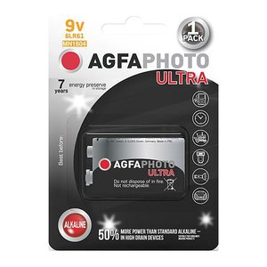 AgfaPhoto Batterie Alkaline Ultra -9V 6LR61 E-Block 1St.