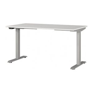 GERMANIA JET höhenverstellbarer Schreibtisch lichtgrau rechteckig, T-Fuß-Gestell silber 140,0 x 80,0 cm