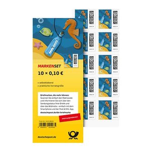 Deutsche Post 0,10 € Briefmarken "Flaschenpost" selbstklebend, 10 St.