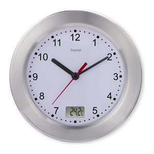 hama Wanduhr Mauritius weiß silber Aluminium gebürstet, Ø 17,0 cm
