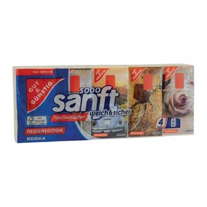 GUT&GÜNSTIG Taschentücher sanft weich & sicher - Designedition 4-lagig weiß, 15x 10 Tücher