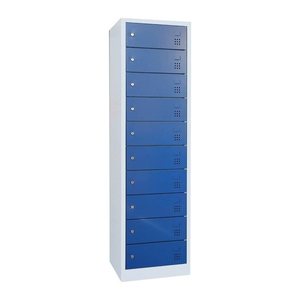 LÜLLMANN Schließfachschrank enzianblau, lichtgrau 526431, 10 Schließfächer 50,0 x 50,0 x 180,0 cm