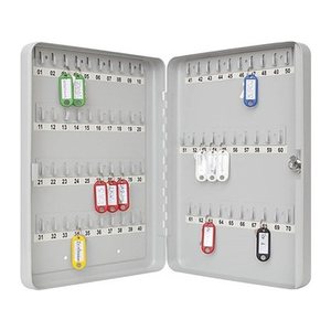 WEDO Schlüsselkasten lichtgrau mit 70 Haken, Sicherheitsschloss, 28,0 x 6,0 x 37,0 cm, 1 St.