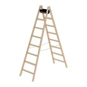 MUNK Stehleiter beidseitig 33216 natur 2x 8 Sprossen, H: 234,0 cm
