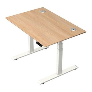 Kerkmann Move 2 Plus elektrisch höhenverstellbarer Schreibtisch eiche hell rechteckig, T-Fuß-Gestell weiß 120,0 x 80,0 cm