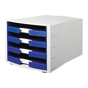 HAN Schubladenbox Impuls  blau 1013-14D, DIN A4 mit 4 Schubladen, 1 St.