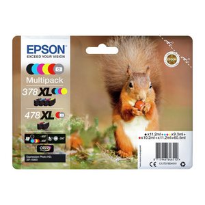 EPSON 378XL/478XL /T379D4 (Eichhörnchen) schwarz, cyan, magenta, gelb, rot, grau Druckerpatronen, 6er-Set