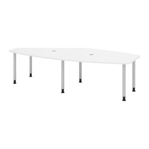 HAMMERBACHER Konferenztisch KT28C weiß Tonnenform, Rundrohr silber, 280,0 x 85,0 - 130,0 x 72,0 - 74,0 cm