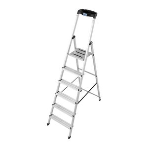 KRAUSE Stehleiter einseitig MONTO Safety silber 6 Stufen, H: 210,0 cm
