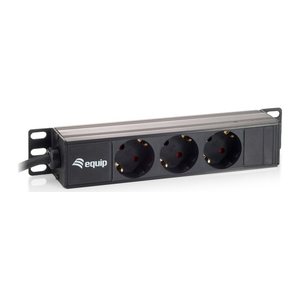 Equip 10" Steckdosenleiste 3xSchuko->St.90° sw. Alu.