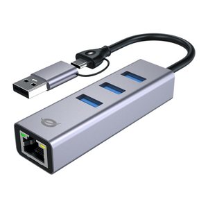 CONCEPTRONIC Adapter USB-C/-A3.0->GbE+3x-A3.0 5Gbs gr