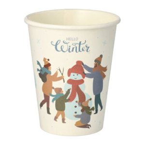 PAPSTAR Einweg-Trinkbecher Hello Winter weiß, rot, gelb 0,2 l, 50 St.