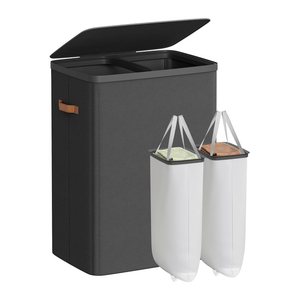 SONGMICS Wäschesortierer schwarz, bis 20,0 kg (bis 10,0 kg je Innentasche), 1 St.