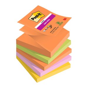 Post-it® Z-Notes Boost Haftnotizen extrastark farbsortiert, 5 Blöcke