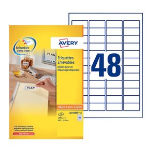 AVERY Zweckform Etiketten L4736REV-25 weiß 45,7 x 21,2 mm, 30 Blatt