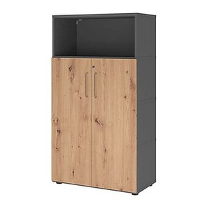 HAMMERBACHER Regalschrank FlexWall, VFW48T3KG/G/R/BS grafit, asteiche 80,0 x 40,0 x 145,0 cm, 1 St.
