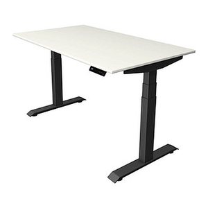 Kerkmann Move 4 elektrisch höhenverstellbarer Schreibtisch weiß rechteckig, T-Fuß-Gestell grau 140,0 x 80,0 cm