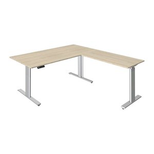 Kerkmann Move 3 tube elektrisch höhenverstellbarer Schreibtisch ahorn L-Form, T-Fuß-Gestell silber 180,0 x 80,0 cm