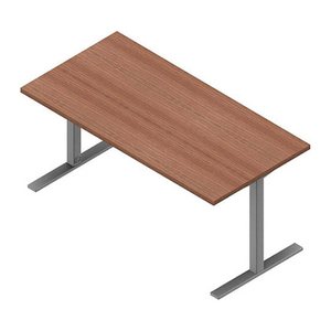 Quadrifoglio Schreibtisch nussbaum canaletto rechteckig, C-Fuß-Gestell silber 160,0 x 80,0 cm