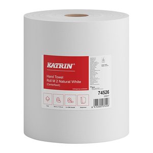 KATRIN Handtuchrollen 2-lagig naturweiß, 6 Rollen