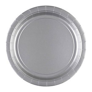 amscan® Einweg-Teller silber 23,0 x 23,0 cm, 8 St.