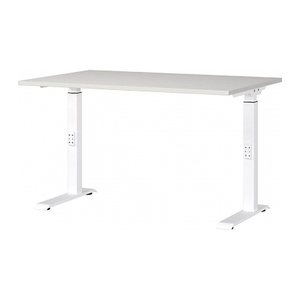 GERMANIA DOWNEY höhenverstellbarer Schreibtisch lichtgrau rechteckig, C-Fuß-Gestell weiß 120,0 x 80,0 cm
