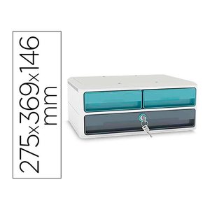 cep Schubladenbox MoovUp mit Schloss  mint, grau 1091212961, DIN A4 quer mit 3 Schubladen, 1 St.