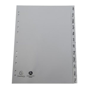 Exacompta Ordnerregister DIN A4 Vollformat Jan.-Dez. grau 12-teilig, 1 Satz