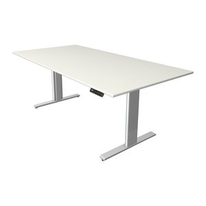Kerkmann Move 3 tube elektrisch höhenverstellbarer Schreibtisch weiß rechteckig, T-Fuß-Gestell silber 120,0 x 80,0 cm