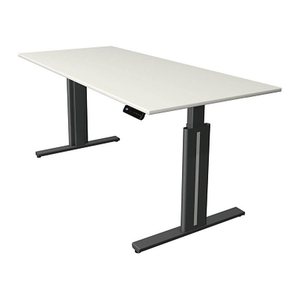 Kerkmann Move 3 elegant elektrisch höhenverstellbarer Schreibtisch weiß rechteckig, T-Fuß-Gestell grau 180,0 x 80,0 cm