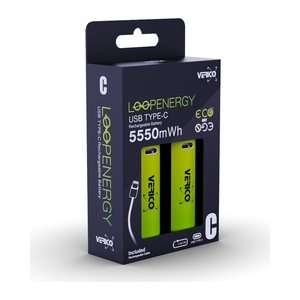 VERICO USB-Akkus mit Ladekabel LoopEnergy Baby C Li-Ion Baby C, 2 St.