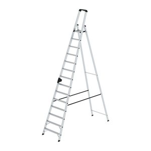 MUNK Stehleiter einseitig silber 14 Sprossen, H: 3,92 m