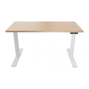 BISLEY E-WonderTech elektrisch höhenverstellbarer Schreibtisch kendal eiche rechteckig, T-Fuß-Gestell weiß 140,0 x 80,0 cm