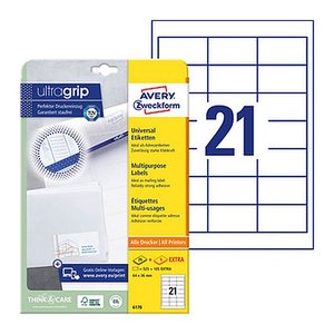 AVERY Zweckform Etiketten 6170 weiß 64,0 x 36,0 mm, 30 Blatt