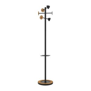 unilux Kleiderständer BORA BAMBOO schwarz Metall 6 Haken 38,0 x 178,0 cm, 1 St.