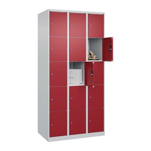 CP Schließfachschrank Classic Plus lichtgrau, rubinrot 080000-305 S10001, 15 Schließfächer 90,0 x 50,0 x 185,0 cm
