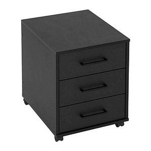 MÖBELPARTNER Ruby Rollcontainer schwarz 3 Auszüge 40,1 x 50,0 x 57,0 cm