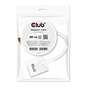 Club3D Adapter DisplayPort > VGA aktiv St/Bu weiß Polybeutel
