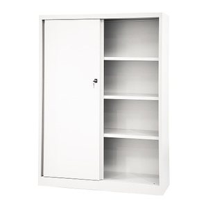 BISLEY Schiebetürenschrank ECO, SD12173S696 verkehrsweiß 3 Fachböden 120,0 x 43,0 x 163,7 cm
