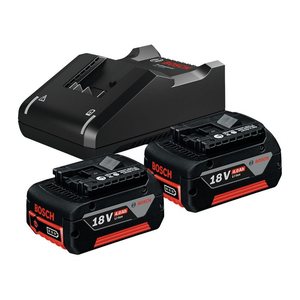 BOSCH Professional Werkzeugakku mit Ladegerät Starter Set 18V Li-Ion 18,0 V, 2 x 4,0 Ah
