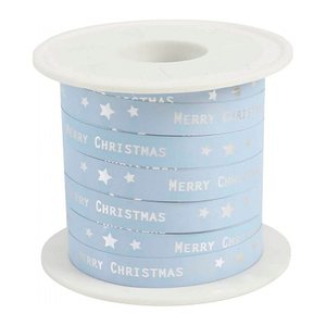 PRÄSENT Geschenkband Merry Christmas matt eisblau 10,0 mm x 100,0 m